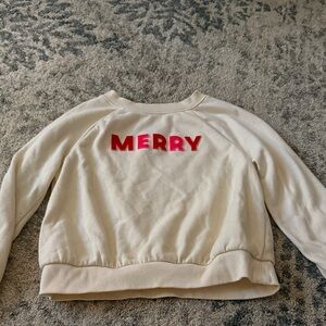 Cat & Jack Cream Sweatshirt with Red 'Merry'